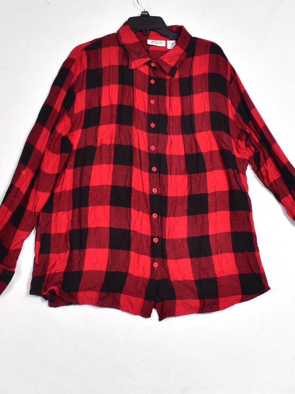 Collections Etc. Women's. Buffalo Plaid Button Up Top Size Large